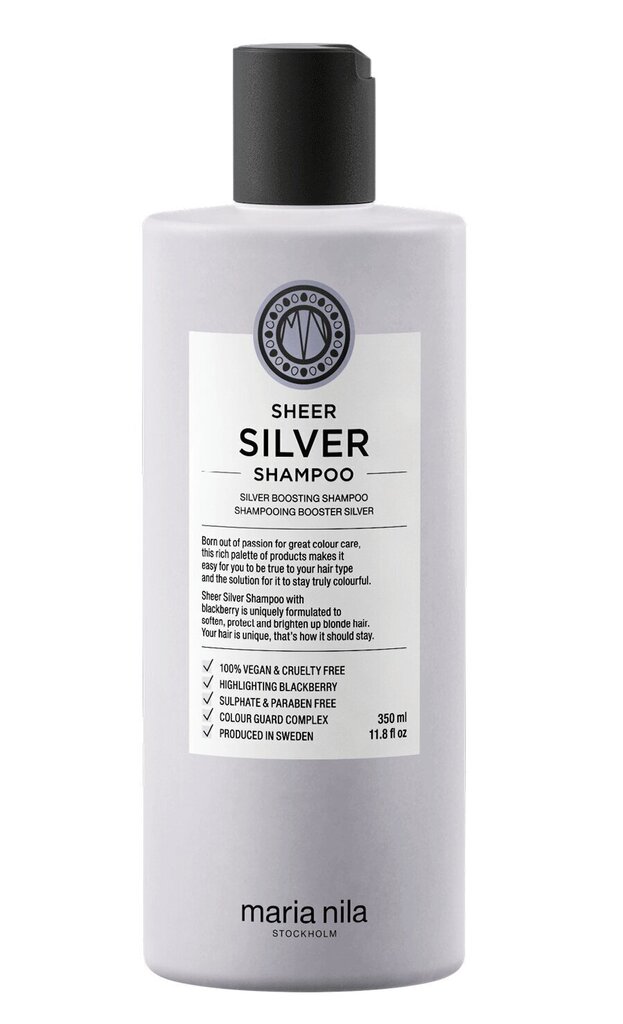Kollast tooni neutraliseeriv šampoon heledatele juustele Maria Nila Sheer Silver, 350 ml hind ja info | Šampoonid | hansapost.ee