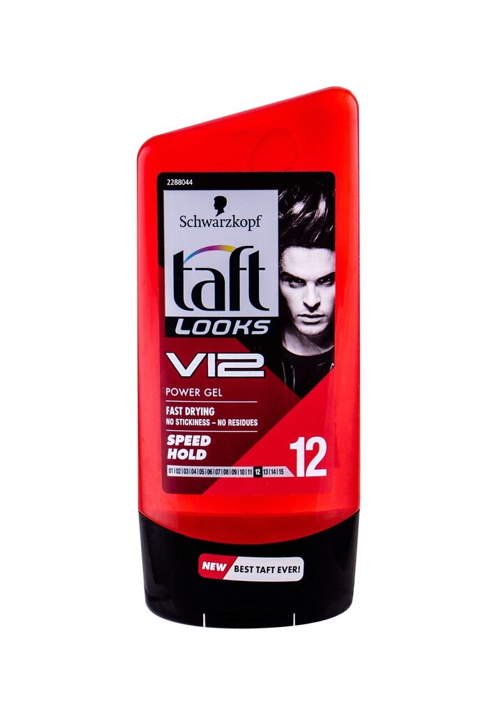 Tugeva ja kiire fikseerimisega juuksegeel meestele Schwarzkopf Taft Looks V12 Power Turbo Hold, 150 ml hind ja info | Juuste viimistlusvahendid | hansapost.ee