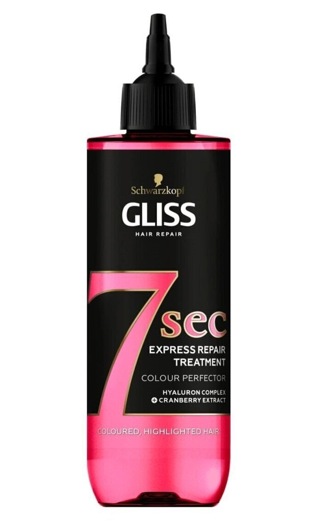 Taastav juuksemask värvitud juustele Schwarzkopf Gliss 7sec Express 200 ml price and information | Juuksemaskid, õlid ja seerumid | hansapost.ee