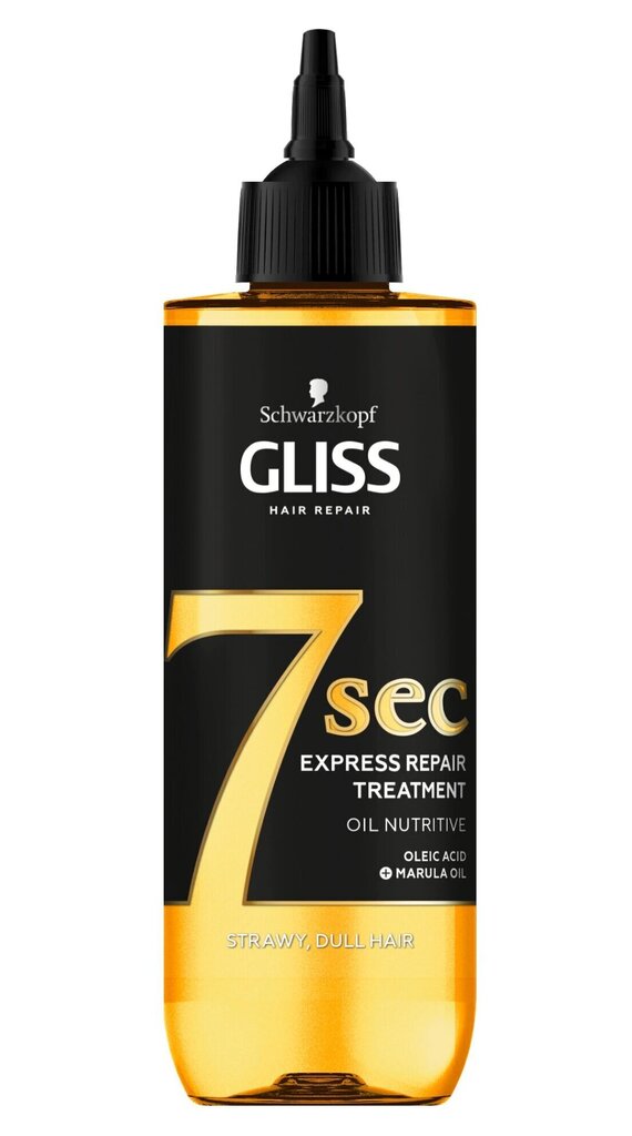 Taastav juuksemask Schwarzkopf Gliss 7sec Express Oil Nutritive 200 ml hind ja info | Juuksemaskid, õlid ja seerumid | hansapost.ee