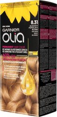Õlipõhine kauapüsiv ammoniaagivaba juuksevärv Garnier Olia 8.31 Golden Ashy Blond hind ja info | Juuksevärvid | hansapost.ee