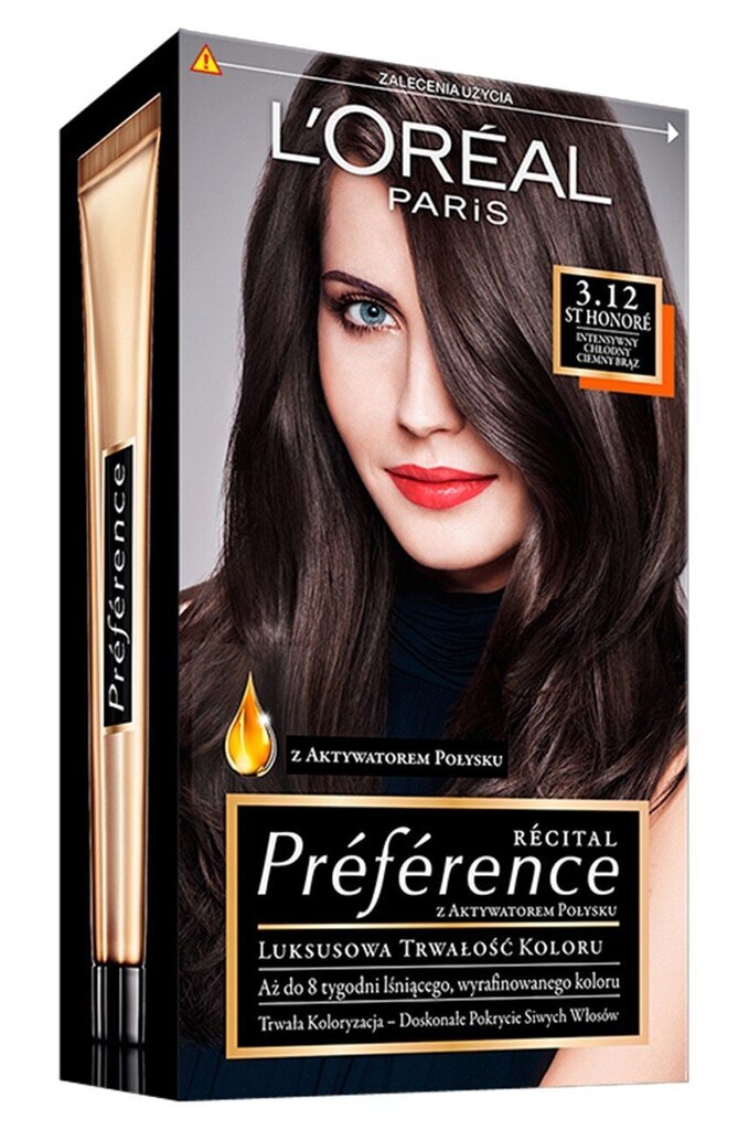 Kauapüsiv juuksevärv L'Oreal Paris Preference, 3.12 Dark Brown hind ja info | Juuksevärvid | hansapost.ee