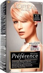 Kauapüsiv juuksevärv L'Oreal Paris Preference, 9.23 Light Rose Gold hind ja info | Juuksevärvid | hansapost.ee