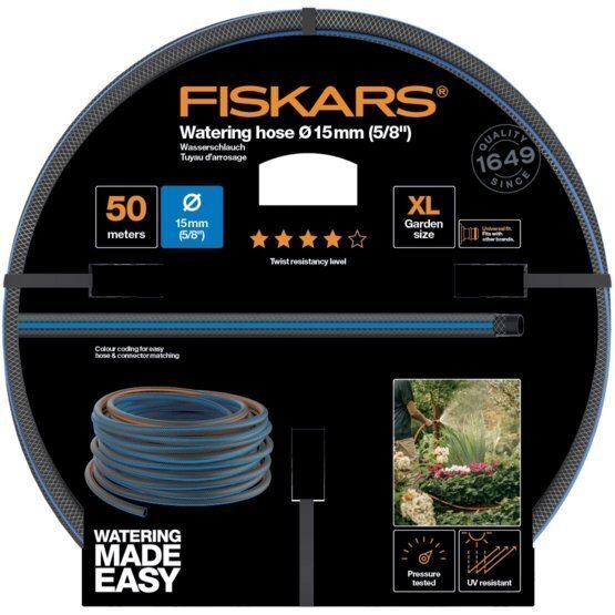 Aiavoolik Fiskars Q4, 15mm (5/8'') 50 m hind ja info | Niisutussüsteemid, kastmisvoolikud ja kastekannud | hansapost.ee