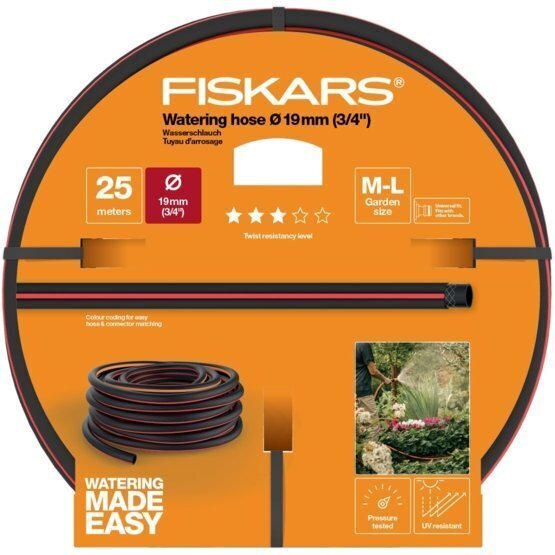 Aiavoolik Fiskars Q3, 19mm (3/4'') 25 m цена и информация | Niisutussüsteemid, kastmisvoolikud ja kastekannud | hansapost.ee