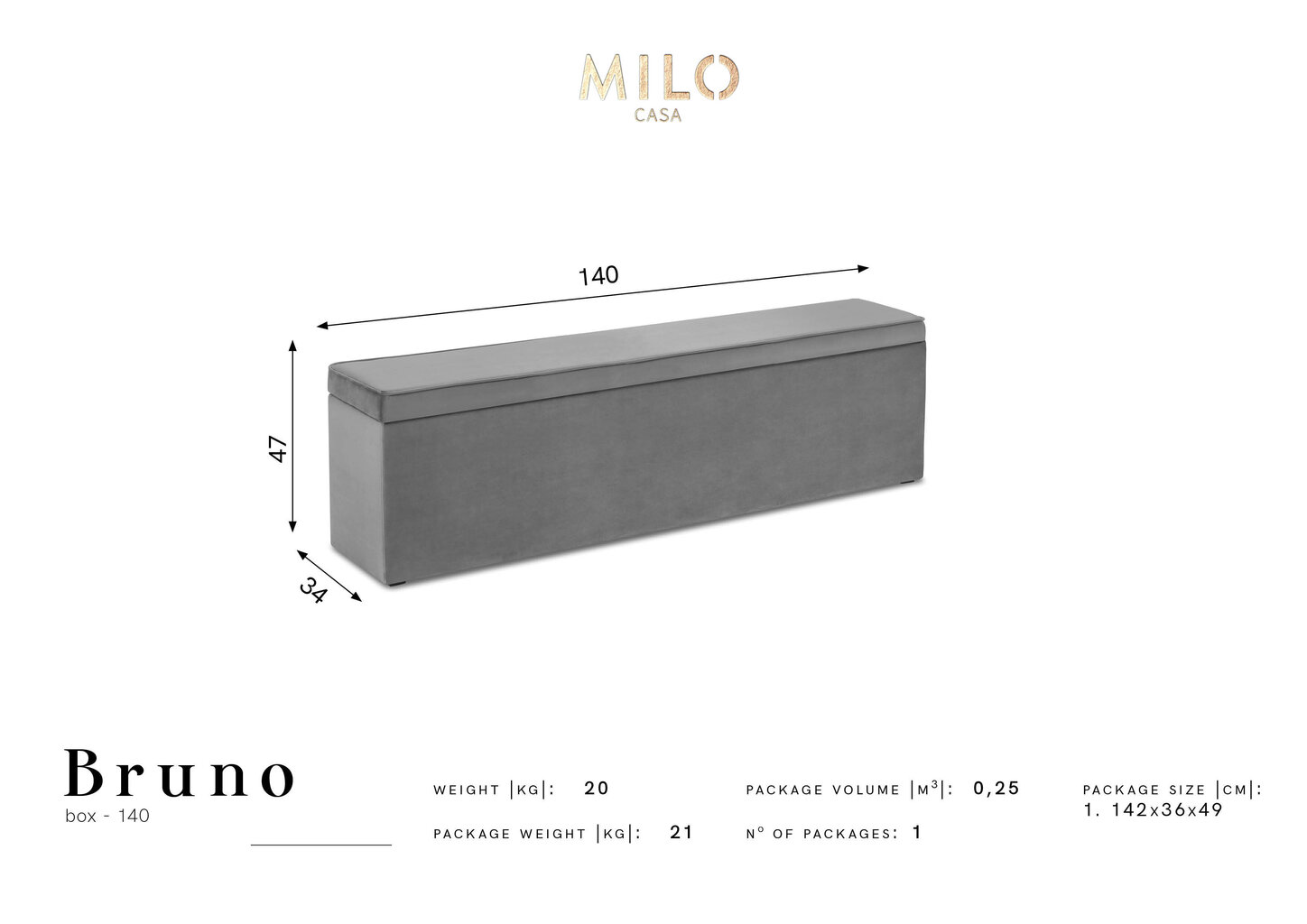 Tumba hoiukastiga Milo Casa Bruno 140, sinine hind ja info | Kott-toolid, tumbad, järid | hansapost.ee