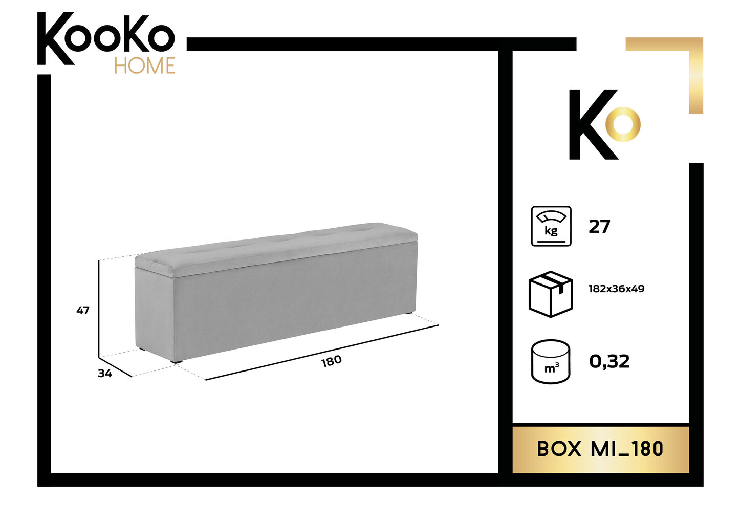 Tumba koos hoiukastiga Kooko Home Mi 180, tumehall цена и информация | Kott-toolid, tumbad, järid | hansapost.ee