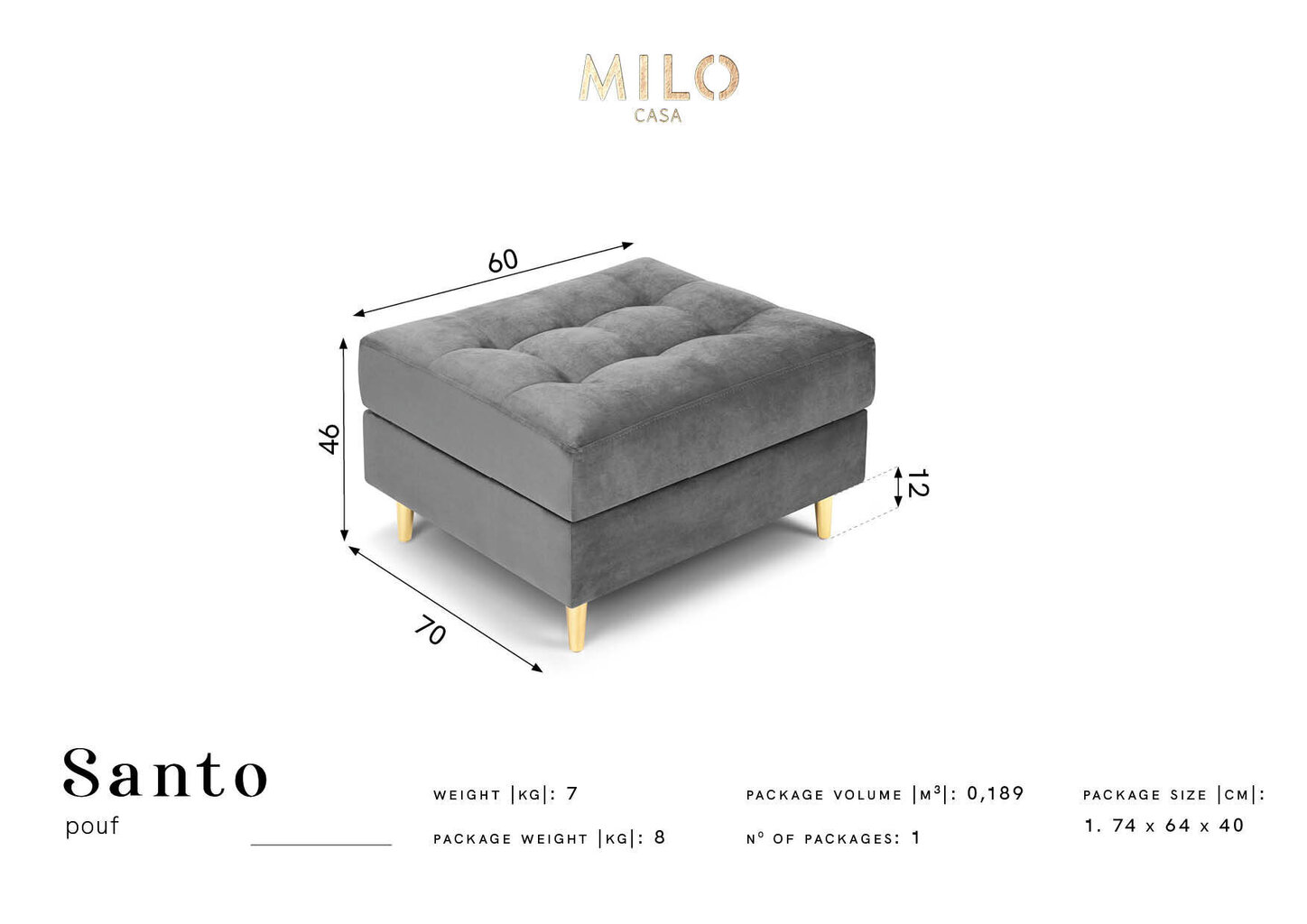 Tumba Milo Casa Santo, beež/kuldne hind ja info | Kott-toolid, tumbad, järid | hansapost.ee