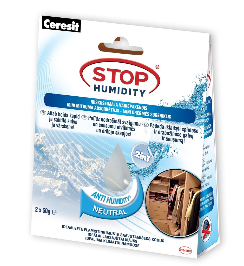 Niiskuseimaja Stop Humidity Mini Neutral 2x50g. цена и информация | Niiskusekogujad ja õhukuivatid | hansapost.ee