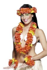 Hawaii pärgade komplekt, punane/oranž hind ja info | Kostüümid ja maskid | hansapost.ee