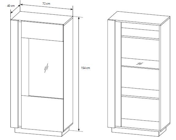 Vitriin Arco 72, tamm/hall цена и информация | Vitriinid | hansapost.ee