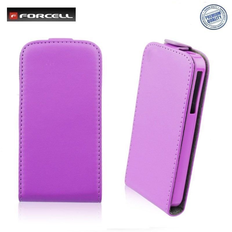 Forcell Flexi Slim Flip Samsung G900 Galaxy S5 vertical case in silicone holder Violet hind ja info | Telefonide kaitsekaaned ja -ümbrised | hansapost.ee