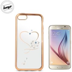 Beeyo Glamour Series Heart Kaitseümbris Samsung Galaxy S6 (G920F), Läbipaistev / kuldne hind ja info | Telefonide kaitsekaaned ja -ümbrised | hansapost.ee