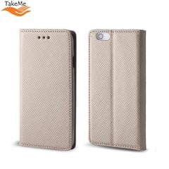 TakeMe Smart Magnetic Fix Book Case ilma klambrita Huawei P20 Lite (2019) Gold hind ja info | Telefonide kaitsekaaned ja -ümbrised | hansapost.ee