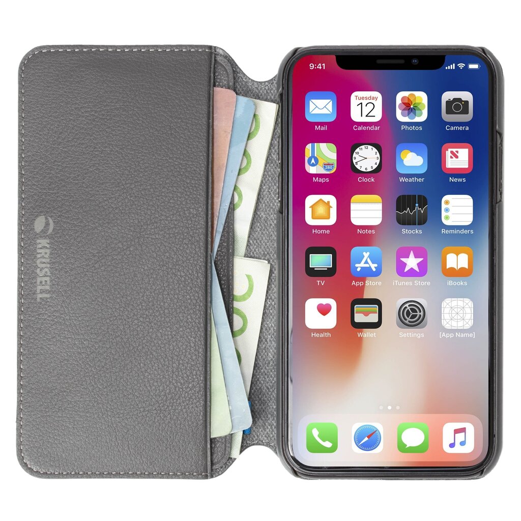 Telefoniümbris Krusell Pixbo 4 Card SlimWallet telefonile Apple iPhone X/XS, hall hind ja info | Telefonide kaitsekaaned ja -ümbrised | hansapost.ee