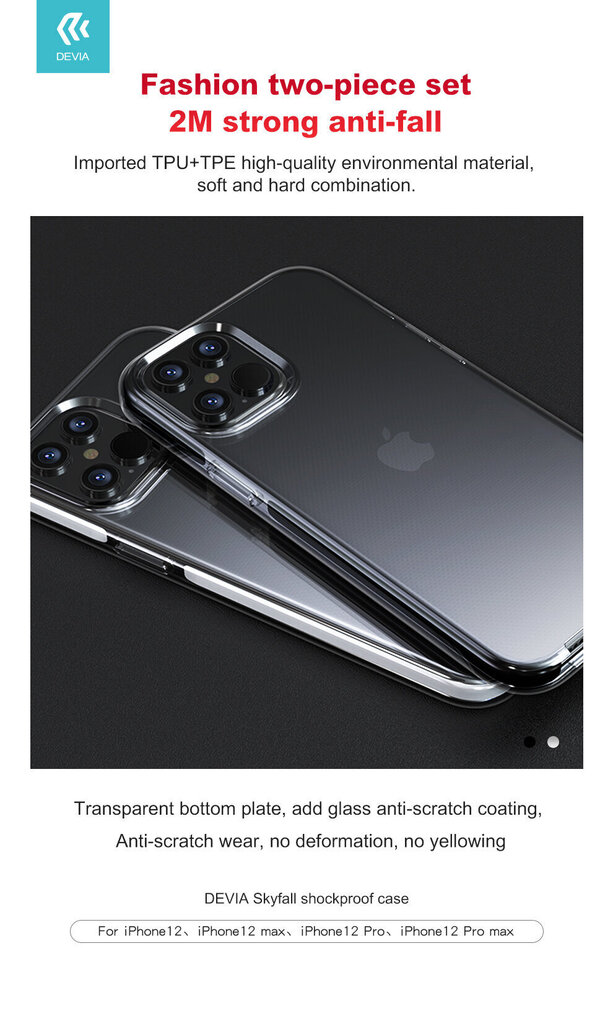 Ümbris Devia telefonile iPhone 12 mini, must hind ja info | Telefonide kaitsekaaned ja -ümbrised | hansapost.ee