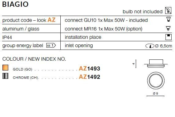 Sisseehitatud valgusti Azzardo Biagio Chrome hind ja info | Süvistatavad LED valgustid | hansapost.ee
