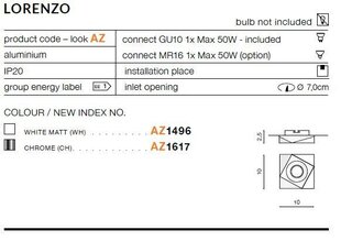 Azzardo встраиваемый светильник AZ1617 Lorenzo цена и информация | Монтируемые светильники, светодиодные панели | hansapost.ee