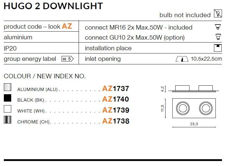 Azzardo süvistatav valgusti AZ1739 Hugo 2 цена и информация | Süvistatavad LED valgustid | hansapost.ee