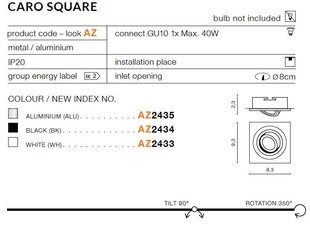 Sisseehitatud valgusti Azzardo Caro Square AZ2433 hind ja info | Süvistatavad LED valgustid | hansapost.ee