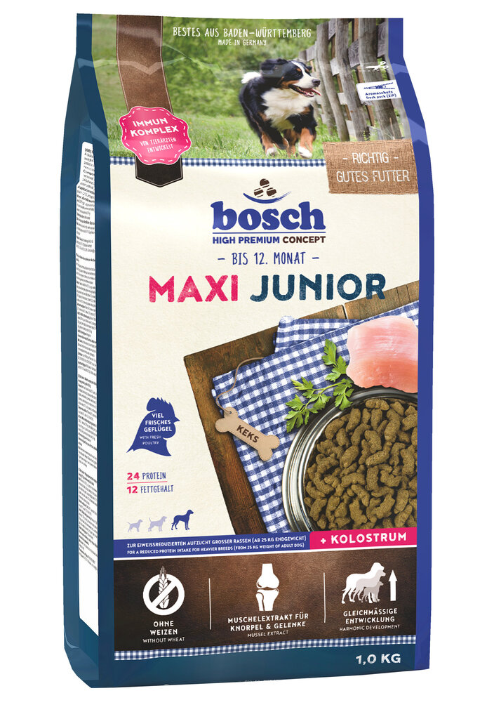 Bosch Petfood Maxi Junior (High Premium) 1kg hind ja info | Koerte kuivtoit ja krõbinad | hansapost.ee