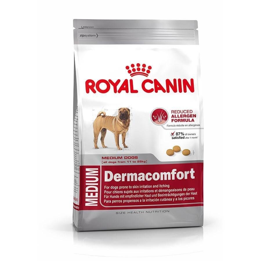 Royal Canin keskmist kasvu tundliku nahaga koertele Medium Dermacomfort, 3 kg цена и информация | Koerte kuivtoit ja krõbinad | hansapost.ee