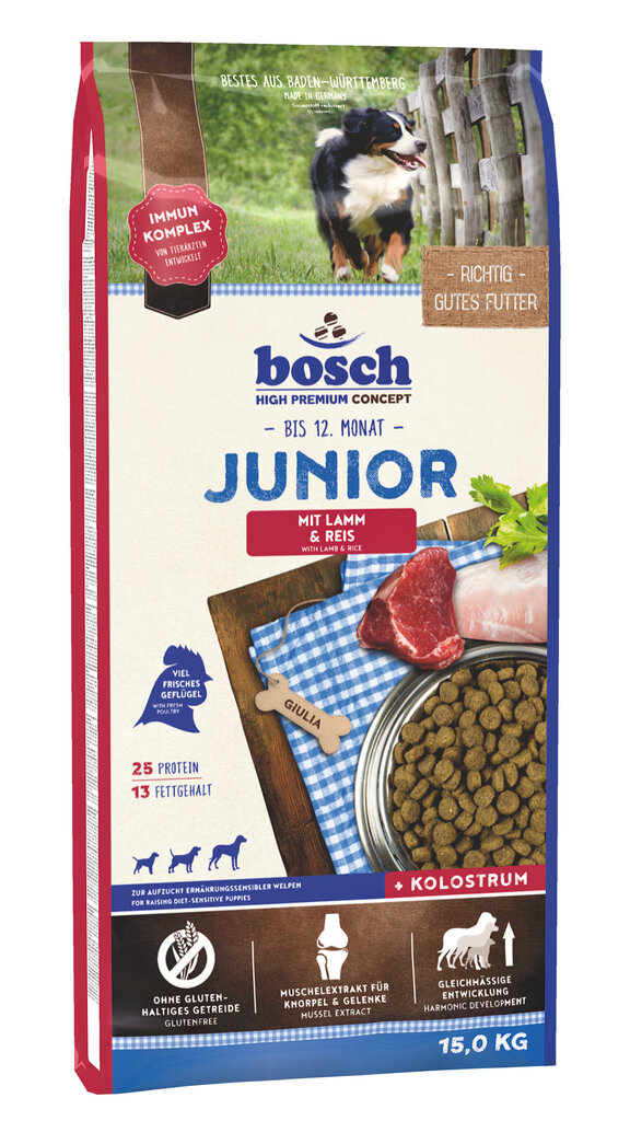 Kuivtoit koertele Bosch Junior Lamb & Rice 15kg цена и информация | Koerte kuivtoit ja krõbinad | hansapost.ee