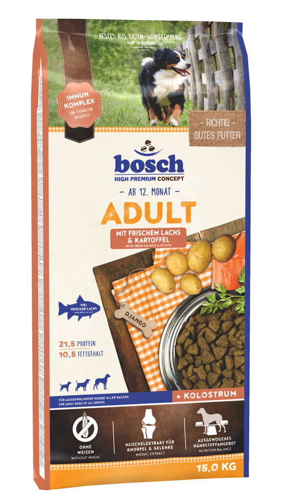 Kuivtoit koertele Bosch Adult Salmon & Potato (High Premium) 15kg hind ja info | Koerte kuivtoit ja krõbinad | hansapost.ee