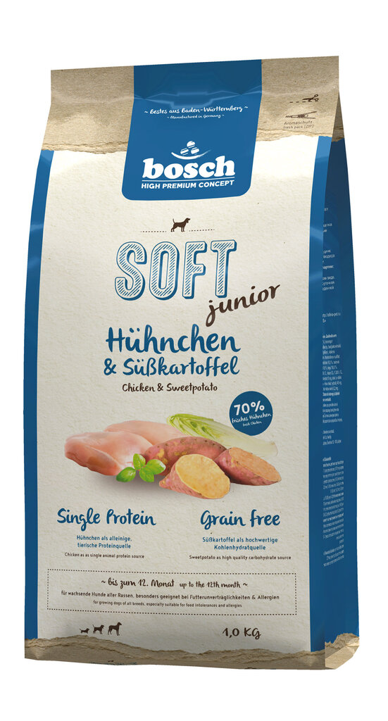 Kuivtoit koertele Bosch HPC Soft+ Junior Chicken (üks valk) 1kg цена и информация | Koerte kuivtoit ja krõbinad | hansapost.ee