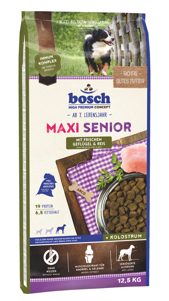 Bosch Petfood Maxi Senior (High Premium) 12,5 kg цена и информация | Koerte kuivtoit ja krõbinad | hansapost.ee