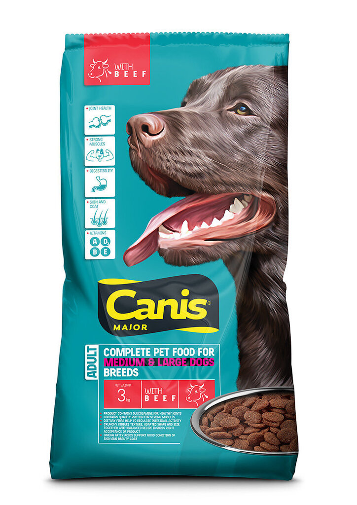 Kuivtoit koertele veiselihaga Canis, 3 kg hind ja info | Koerte kuivtoit ja krõbinad | hansapost.ee