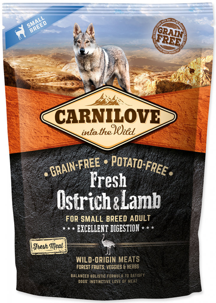 Carnilove Fresh Ostrich & Lamb for Small Adult koeratoit 1,5 kg цена и информация | Koerte kuivtoit ja krõbinad | hansapost.ee