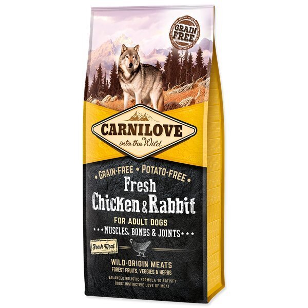 Carnilove Fresh Chicken & Rabbit for Adult koeratoit 12 kg цена и информация | Koerte kuivtoit ja krõbinad | hansapost.ee