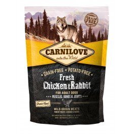 Carnilove Fresh Chicken & Rabbit for Adult koeratoit 1,5 kg цена и информация | Koerte kuivtoit ja krõbinad | hansapost.ee