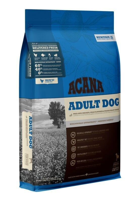 Kuivtoit koertele Acana Adult Dog 11,4 kg цена и информация | Koerte kuivtoit ja krõbinad | hansapost.ee