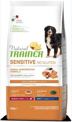 Kuivtoit koertele lõhega Natural Trainer Sensitive No Gluten keskmist ja suurt tõugu koertele, 12 kg hind ja info | Koerte kuivtoit ja krõbinad | hansapost.ee