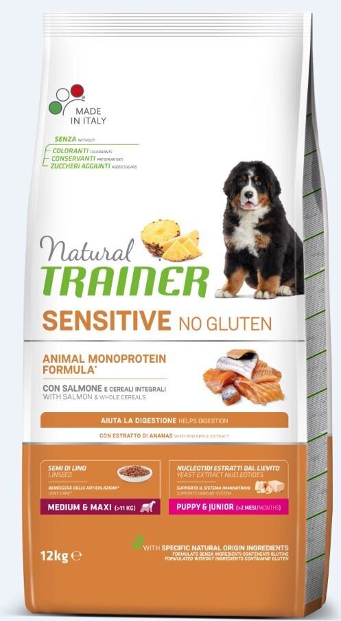 Kuivtoit koertele pardilihaga Natural Trainer Sensitive No Gluten keskmist ja suurt tõugu noortele koertele, 12 kg цена и информация | Koerte kuivtoit ja krõbinad | hansapost.ee