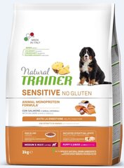 Kuivtoit koertele lõhega Natural Trainer Sensitive No Gluten keskmist ja suurt tõugu noortele koertele, 3 kg цена и информация | Сухой корм для собак | hansapost.ee