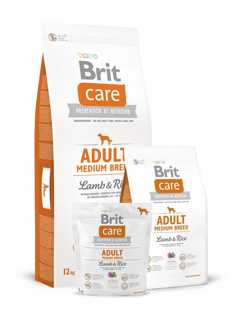 Brit Care Adult Medium Breed Lamb & Rice koeratoit 12 kg hind ja info | Koerte kuivtoit ja krõbinad | hansapost.ee