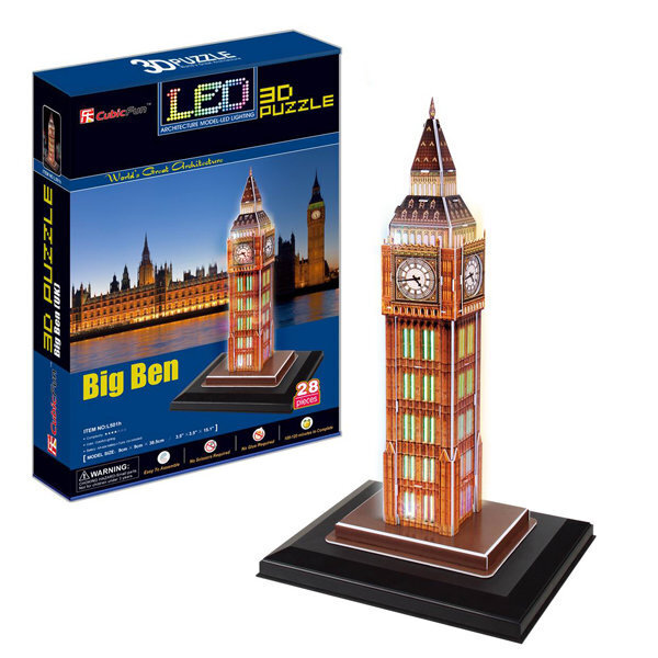 3D Pusle CubiFun Big Ben LED, 28 osa цена и информация | Pusled lastele ja täiskasvanutele | hansapost.ee
