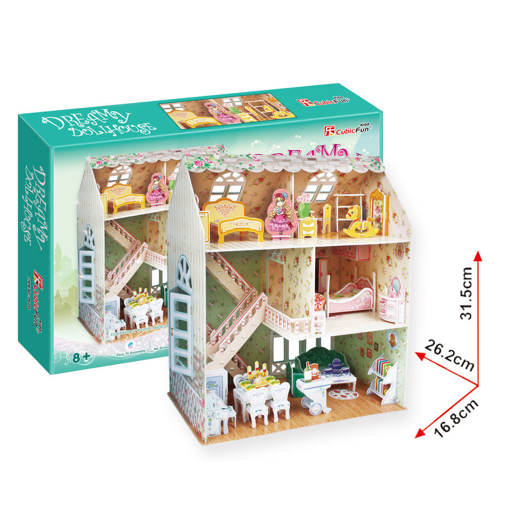 3D pusle CubicFun Dreamy Dollhouse, 168-osaline hind ja info | Pusled lastele ja täiskasvanutele | hansapost.ee