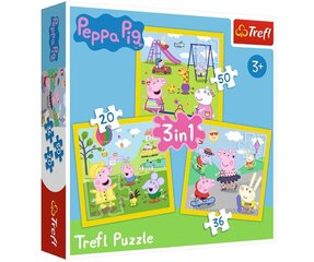Pusle komplekt Trefl Põrsas Pepa (Peppa Pig ) 3 in 1, 20+50+36 osa. hind ja info | Pusled lastele ja täiskasvanutele | hansapost.ee