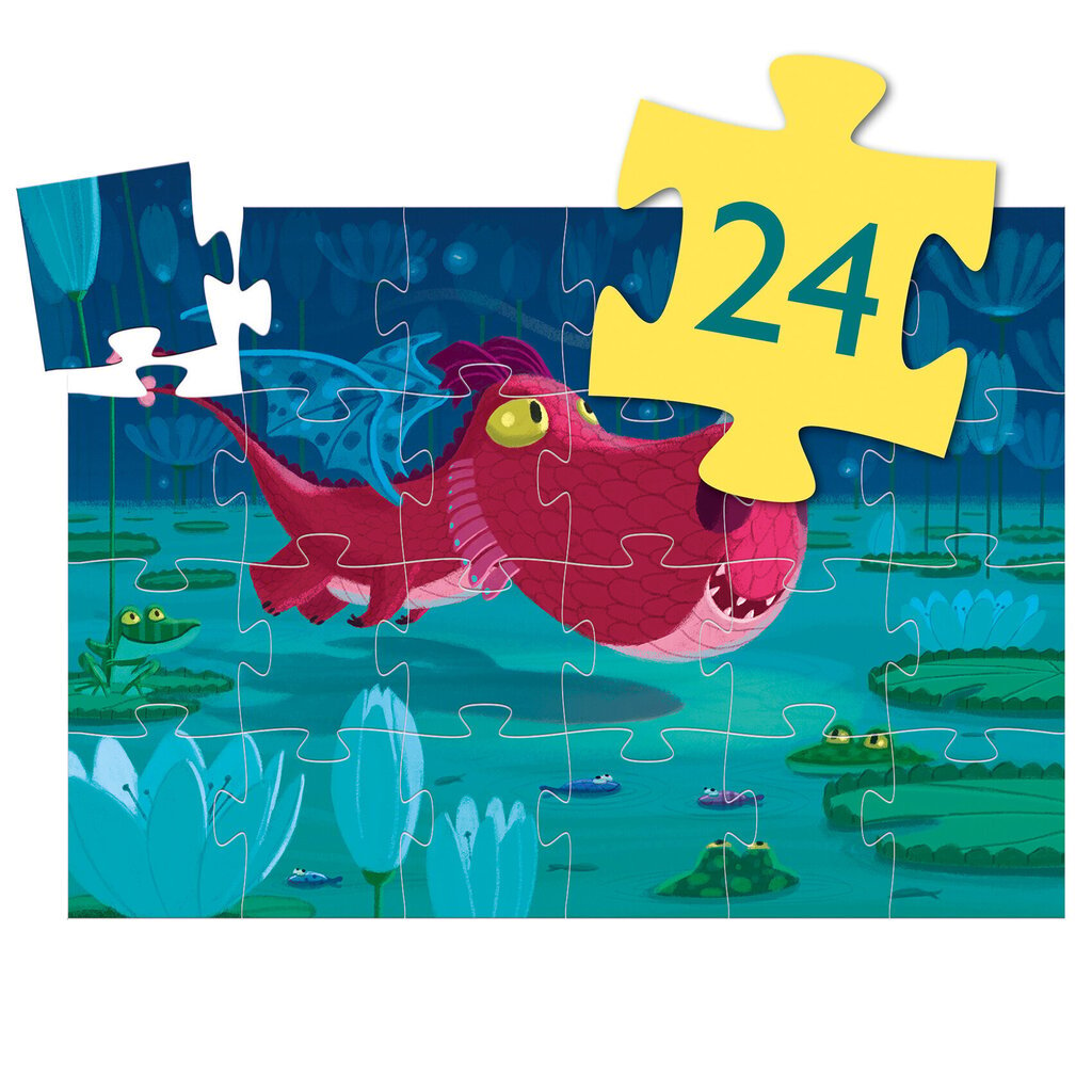 Siluetipusle - Draakon (24 tk), DJECO DJ07214 hind ja info | Pusled lastele ja täiskasvanutele | hansapost.ee