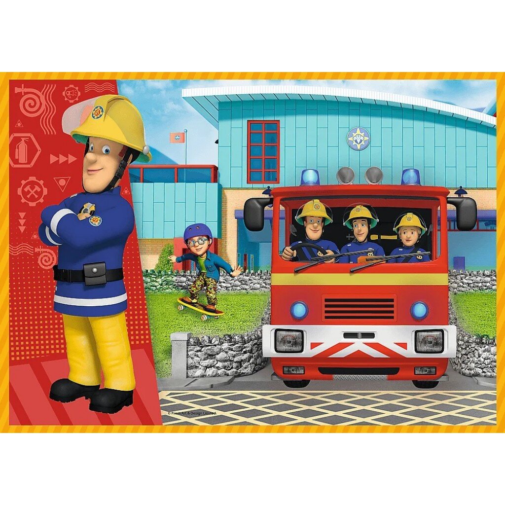 4 pusle komplekt „Tuletõrjuja Sam“ Trefl цена и информация | Pusled lastele ja täiskasvanutele | hansapost.ee