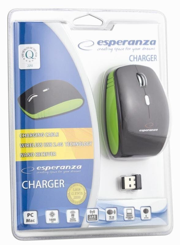 Esperanza Charger EM121, must/roheline hind ja info | Arvutihiired | hansapost.ee