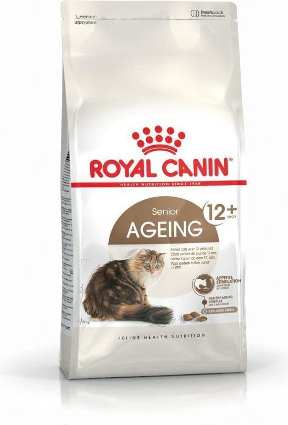 Royal Canin vanematele kassidele Senior Ageing 12 +, 4 kg цена и информация | Kassi kuivtoit ja kassikrõbinad | hansapost.ee