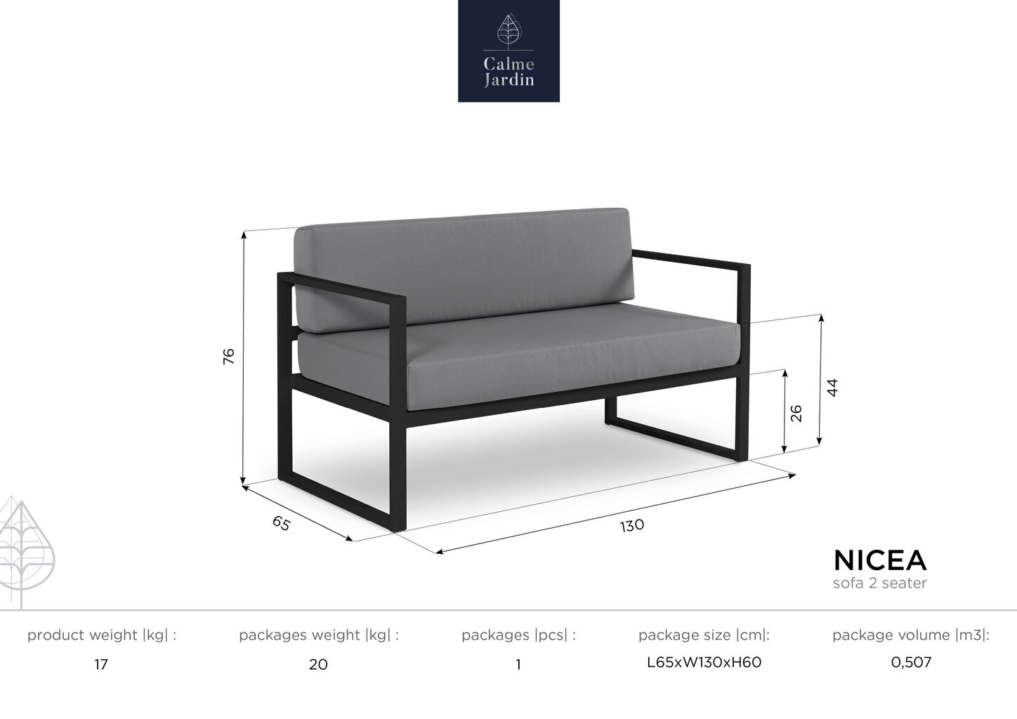 Kahekohaline aiadiivan Calme Jardin Nicea, sinine/tumehall hind ja info | Aiatoolid, rõdutoolid | hansapost.ee