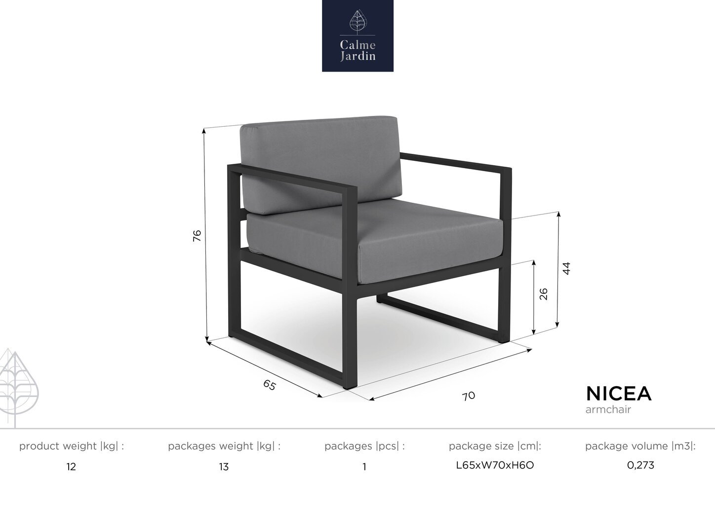 Aiatool Calme Jardin Nicea, sinine/valge hind ja info | Aiatoolid, rõdutoolid | hansapost.ee