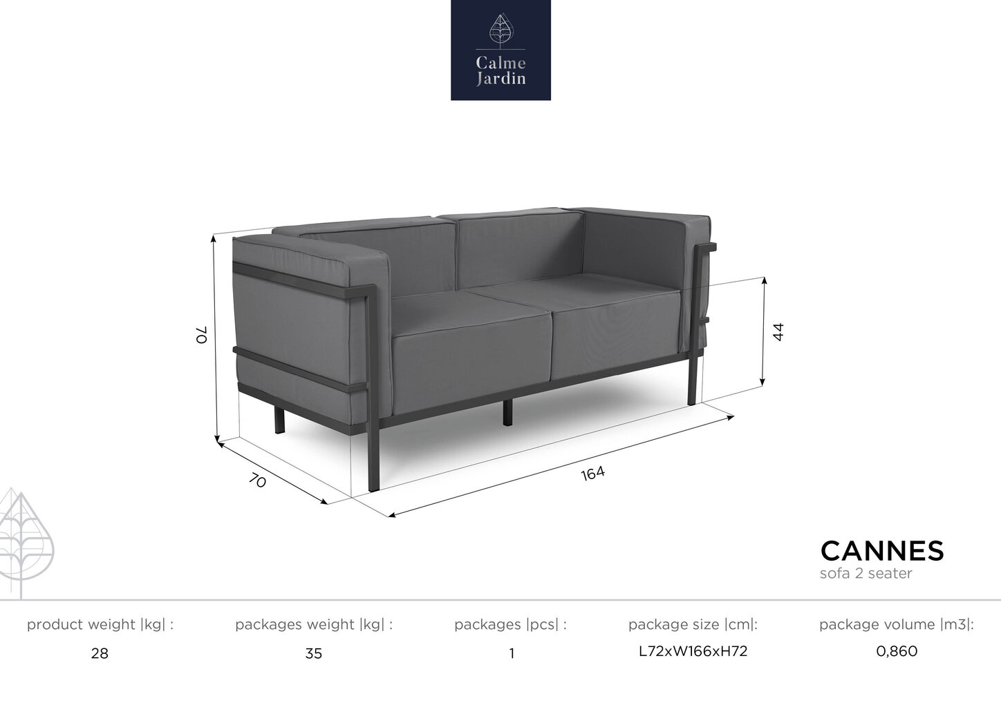 Kahekohaline aiadiivan Calme Jardin Cannes, tumehall hind ja info | Aiatoolid, rõdutoolid | hansapost.ee