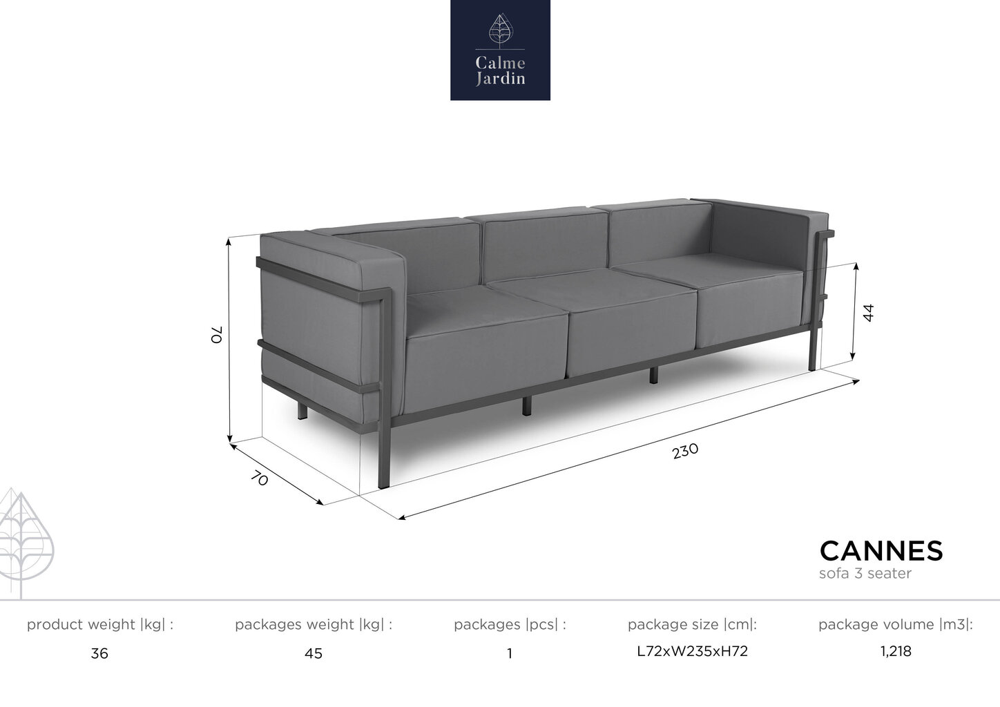 Kolmekohaline aiadiivan Calme Jardin Cannes, heleroheline/tumehall hind ja info | Aiatoolid, rõdutoolid | hansapost.ee